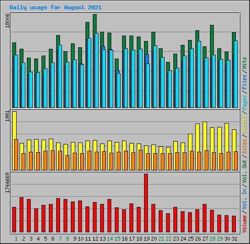 Daily usage for August 2021