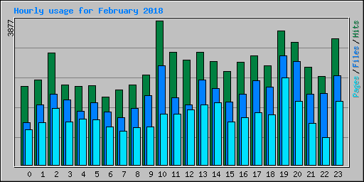 Hourly usage for February 2018