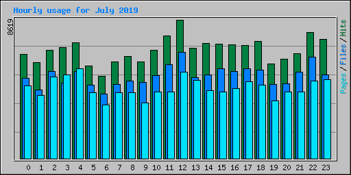 Hourly usage for July 2019